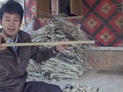 MS TS Shot of Man putting together wooden sunshade / Yangon, Yangon Division, Myanmar  Stock Footage