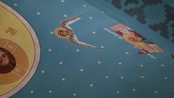 Fresco painting in Church Stock Footage