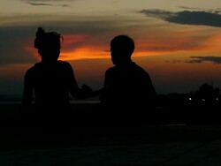 Family Watch sunset Stock Footage