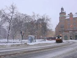 Stockholm Cityscape with heavy winter snow Sweden Stock Footage