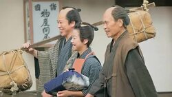 Slow motion shot of people in Edo town. Stock Footage