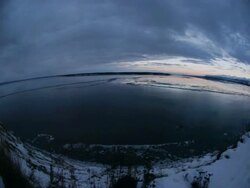 T/L fisheye view of Cook Inlet, Anchorage, Alaska, USA Stock Footage