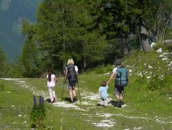 HD: Family With Two Children In Mountains Stock Footage