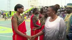 CLEAN : South Sudan basketball players honour NBA legend Manute Bol News Clip