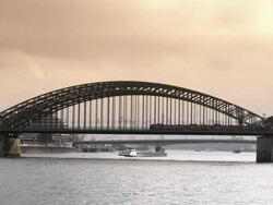 Deutzer Bridge and Rhine River, Cologne, Germany (HD720p) Stock Footage