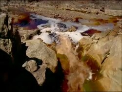 River, stained by mineral ores, Rio Tinto, Huelva, Andalusia, Spain Stock Footage