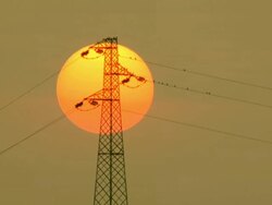 electric pylon and sun Stock Footage
