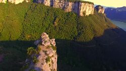 Aerial footage recorded with drone of the natural cliffs mountains with beautiful landscape in the Tavertet mountains, a vertical hills with amazing views. UK UHD. Stock Footage