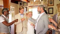 Family toasting bride and groom with champagne Stock Footage