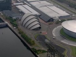 Aerial shots along Glasgow's River Clyde News Clip