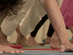 People exercising at ashram Stock Footage