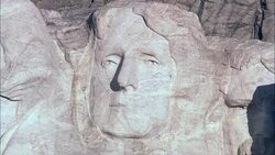 Mount Rushmore In Early Morning  - Aerial View - South Dakota, Pennington County, United States Stock Footage