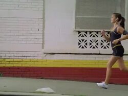 MS POV Girl jogging with ipod and earphone on pathway /New York, New York, United States Stock Footage