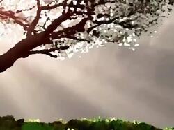 Tree branch with rays of light - Oil painting Stock Footage