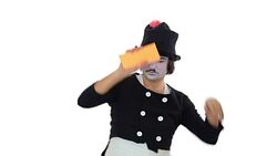 Mime artist cleaning. Stock Footage