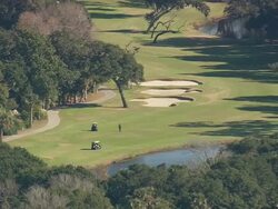MS AERIAL Shot of golf courses at Kiawah Island / South Carolina, United States Stock Footage