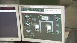 Computer monitors display information. Stock Footage