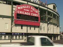 WS entrance to Wrigley Field / Chicago, Illinois, USA Stock Footage