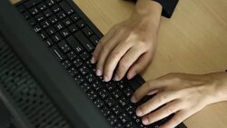 Businesswoman typing and develop his project Stock Footage