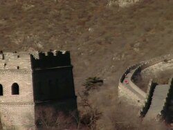 MS PAN Great wall of China / Beijing Suburb, China Stock Footage