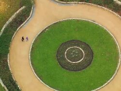 MS AERIAL TS Shot of People on Sarah P Duke Gardens / North Carolina, United States Stock Footage