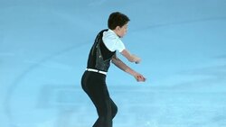 SLO MO TS Male figure skater performing Stock Footage