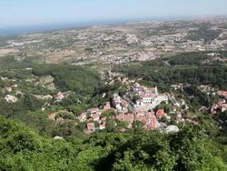 Sintra, view of the city from the castle of the Moors, Sintra Stock Footage