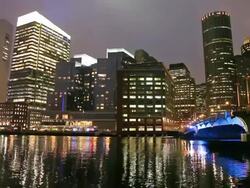 Foggy Night in the City of Boston Stock Footage