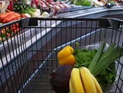 HD Shopping for Healthy Food in Supermarket Stock Footage
