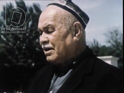 Lenin anniversary book meeting and canal workers in the Fergana Valley. Uzbekistan, 1970 Stock Footage