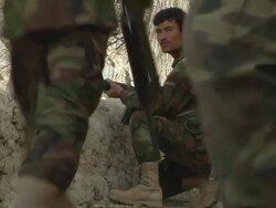 MS Soldiers with rifle and walking / Mausa Qala, Helmand Province, Afghanistan. Stock Footage