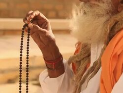 Rajasthani sage worshipping, Jaisalmer, Rajasthan, India Stock Footage