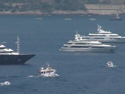 ATMOSPHERE Yachts and boats at the Monaco General Views at Monaco . (Footage by WireImage Video/Getty Images Entertainment Video) Stock Footage