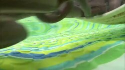 A bucket pours water and hagfish into a plastic pool. Stock Footage