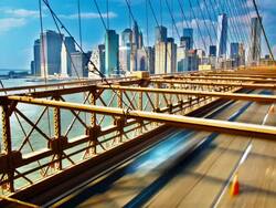 Traffic of Brooklyn bridge Stock Footage