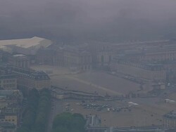 WS AERIAL ZO View of mist over versailles / Paris, France Stock Footage