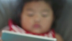 Small happy child with tablet Stock Footage