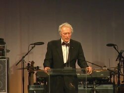 SPEECH: Clint Eastwood at the LACMA Hosts Inaugural Art + Film Gala Honoring Clint Eastwood And John Baldessari Presented By GUCCI at Los Angeles CA.  Stock Footage