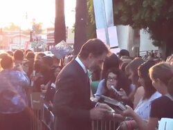 Harry Van Gorkum greets fans outside premiere of Stock Footage