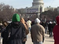 January 20, 2009 MS MONTAGE Sections of the crowd at the inauguration of Barack Obama / Washington DC / AUDIO Stock Footage