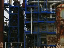 WS T/L View of factory / Le Havre, France Stock Footage