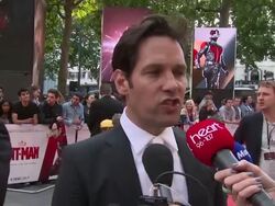 INTERVIEW - Paul Rudd on the physical role, directing, Marvel and the lack of love scenes at Ant Man European Premiere on 8th July 2015 in London, England. Stock Footage
