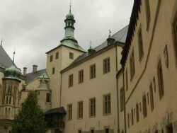 Tilt down shot Italian court Kutna hora Czech Republic Stock Footage