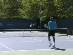 British tennis junior plays with Roger Federer News Clip