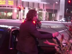TJ Miller departs Rosa Mexicano in Los Angeles 06. Stock Footage