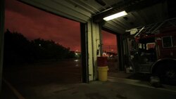 Timelapse of Detroit Fire Department Engine House Interior During Storm And Sunset Stock Footage