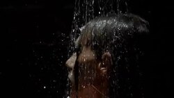 HD Super Slow-Mo: Silhouette Of A Sexy Woman Under Shower Stock Footage