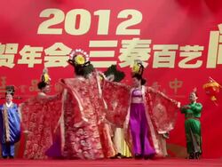 MS People dressed in tang dynasty costumes showing traditional ceremony during chinese spring festival  AUDIO  / xi'an, shaanxi, china Stock Footage