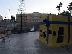 Aftermath of rioting, debris, newspaper headlines News Clip