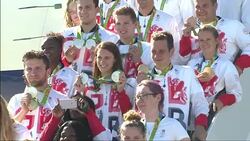 Team GB Arrive At Heathrow News Clip